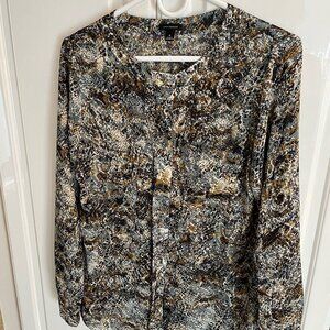 Ann Taylor Gray/Blue Multicolor Blouse